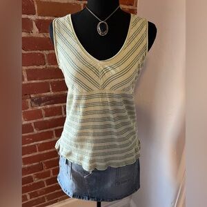 Lolë XS Striped Smocked Tank Top Y2K Cottagecore Stretch Fit (Fits XS/S)
